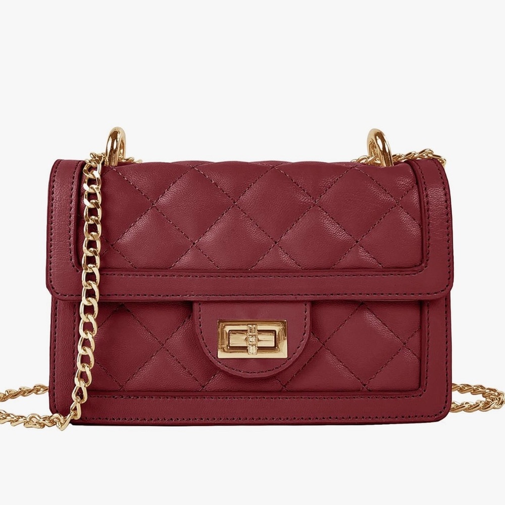 SUGU Red and Gold Quilted Crossbody Bag NWT
